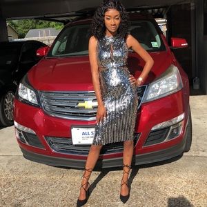 Gianni Bini Ashlee Sequin Dress with Mesh Inserts